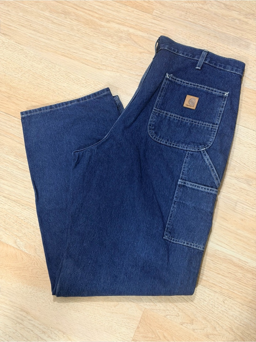 Carhartt Men's Navy Blue Work Jeans with Utility Pocket